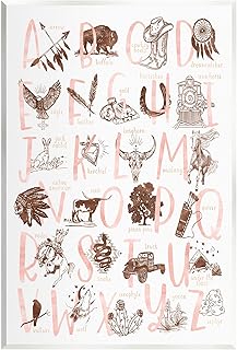 Stupell Industries Southwestern Style Alphabet Learning Wood Wall Art, Design by Erica Billups