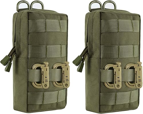 Miniatura 1 de FRTKK Paquete de 2 bolsas Molle  táctica compacta resistente al agua EDC bolsa pequeña utilidad