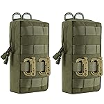 FRTKK 2 Pack Molle Pouches - Tactical Compact Water-Resistant EDC Pouch Small Utility Pouch Bags (Patch Included) (2 Pack-Army Green 3)