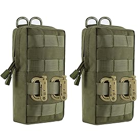 FRTKK 2 Pack Molle Pouches - Tactical Compact Water-Resistant EDC Pouch Small Utility Pouch Bags (Patch Included) (2 Pack-Army Green 3)