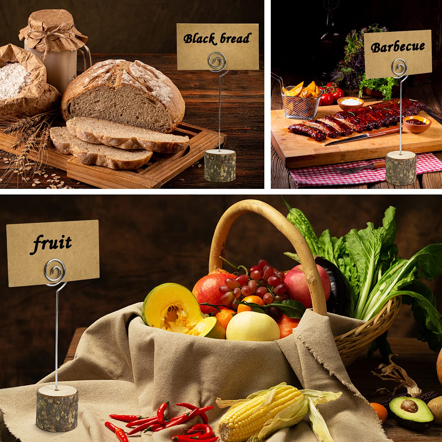 Numéro De Table Kraft Lot De 20 Stands En Bois Naturel Support Photo Carte Nom Place Carte