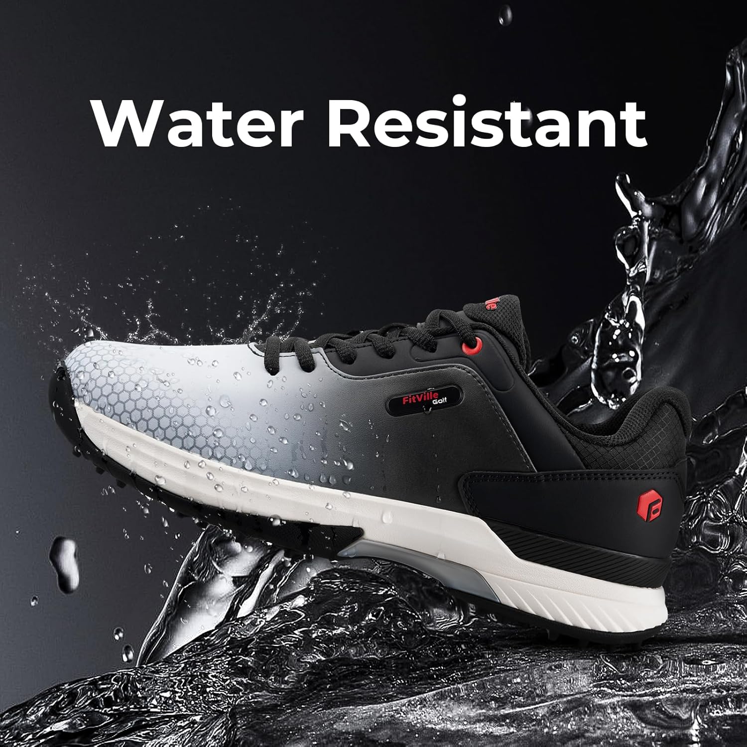 FitVille Wide & Extra Wide Mens Golf Shoes Professional Outdoor Waterproof Spiked Golf Shoes for Men - Image 6