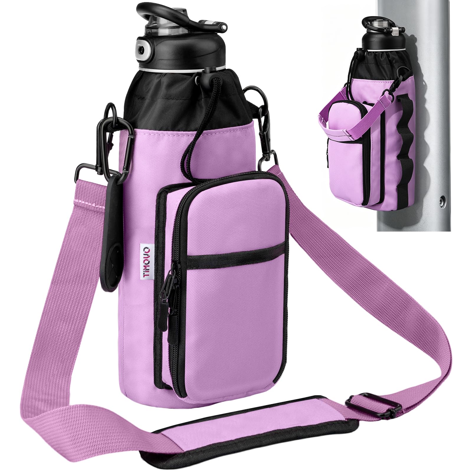 TiMOVO Magnetic Gym Bag, Water Bottle Holder with Strap, Lilac