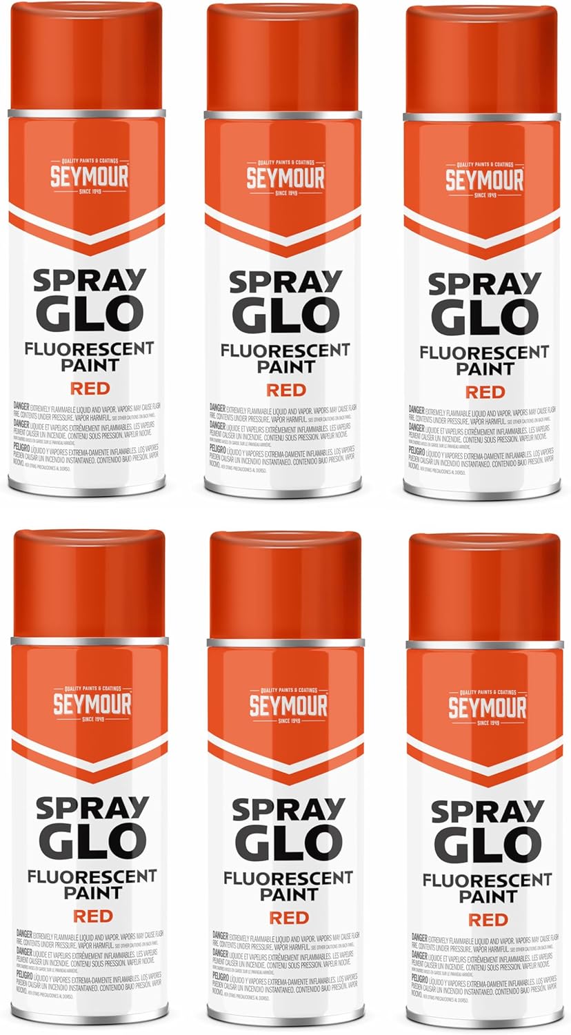 16-1618 Spray Glo Fluorescent Spray Paint—Red (12 oz, 3-Pack / 36 oz Total) | Bright, High-Visibility Paint for Safety Markings, Crafts & Outdoor Projects
