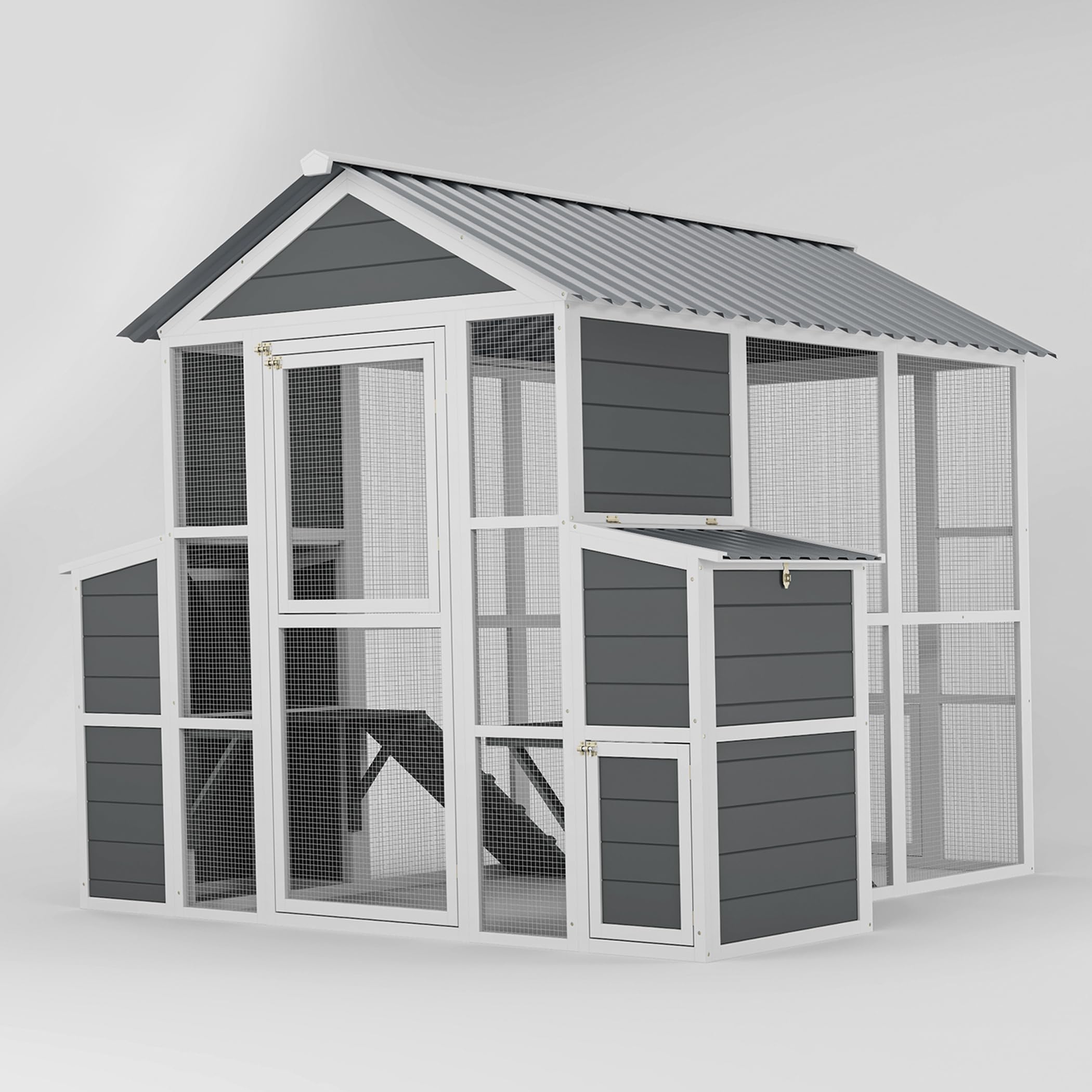 Photo 1 of YOPTO Outdoor Wooden Chicken Coop for 10 Chickens,Large Hen House Poultry Habitat Pet Hutch Run Cage with 2 Chicken Nesting Boxes,Walk in Chicken Coops Run W/Ramp and Run,Waterproof Roof,(80"×82"×69")