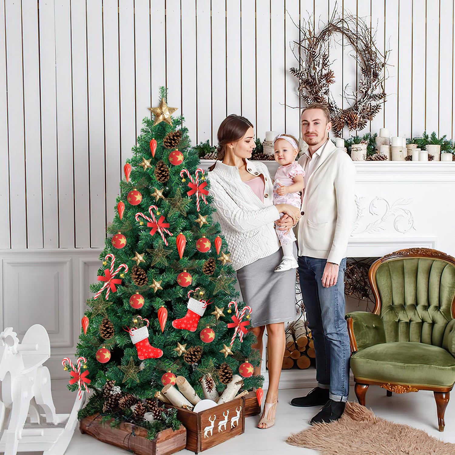 Sonnewelt - Albero di Natale artificiale, 180 cm, con supporto in metallo, in PVC, con 770 aghi, crea un'atmosfera natalizia