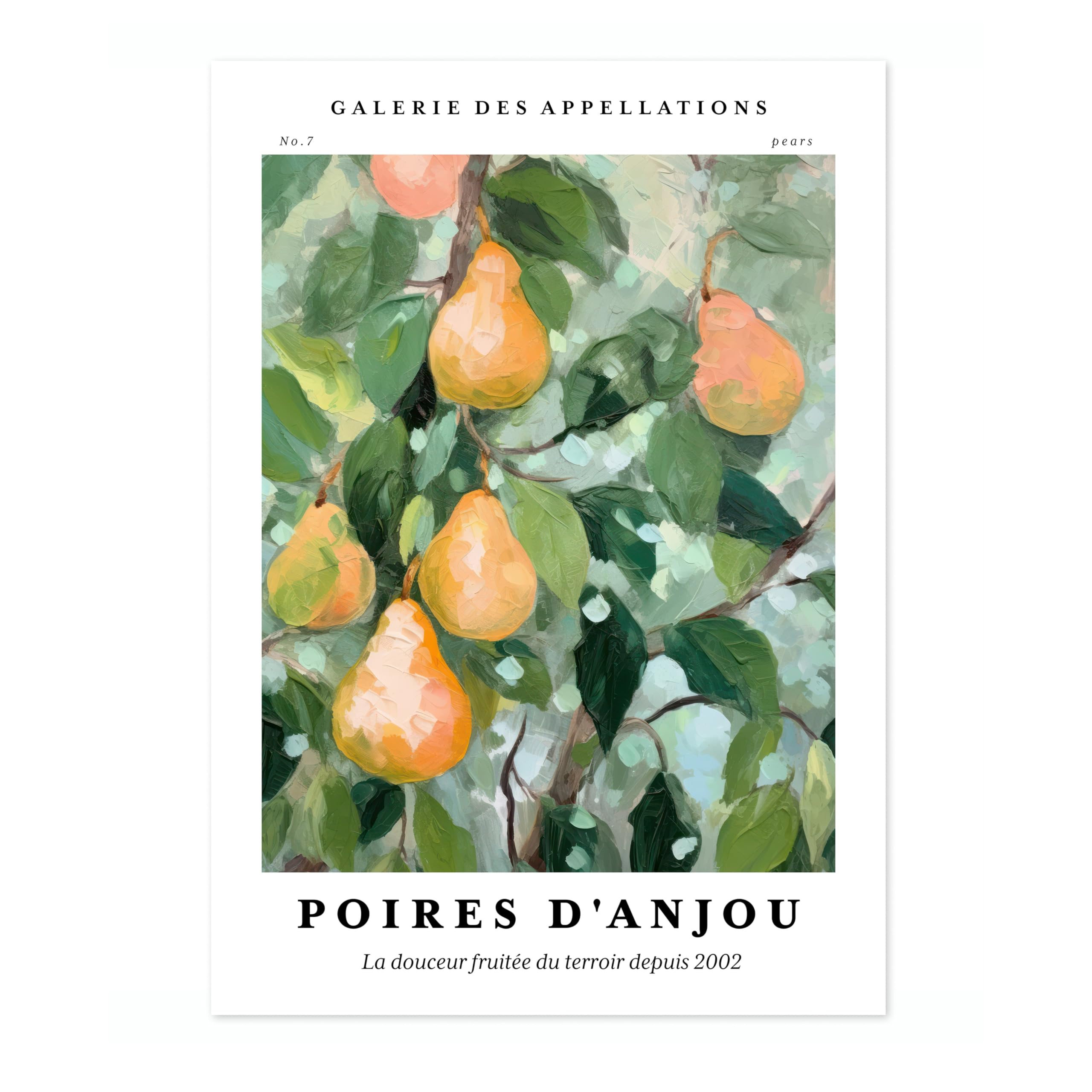 Pears - Anjou Minimalist Abstract Poster Colorful Floral Prints Aesthetic Painting Modern Bedroom Bathroom Wall Decor, Archival Matte, A2 (Print Only) - 59.4x42cm