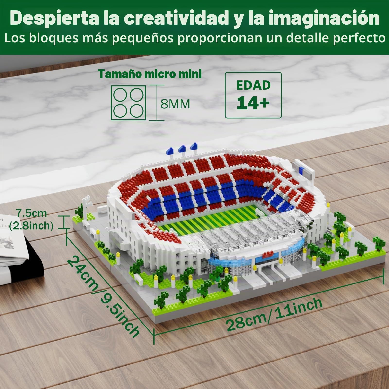 Juego de bloques de construcción de arquitectura del estadio de fútbol de Barcelona, juguete atractivo para adultos entusiastas del fútbol