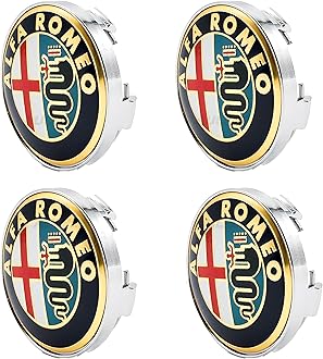 Wheel Hub Center Cap Center Logo Emblem Hub Cover 60mm ABS Material Compatible with AIfa Romeo Accessories (Alfa Colored Gold)