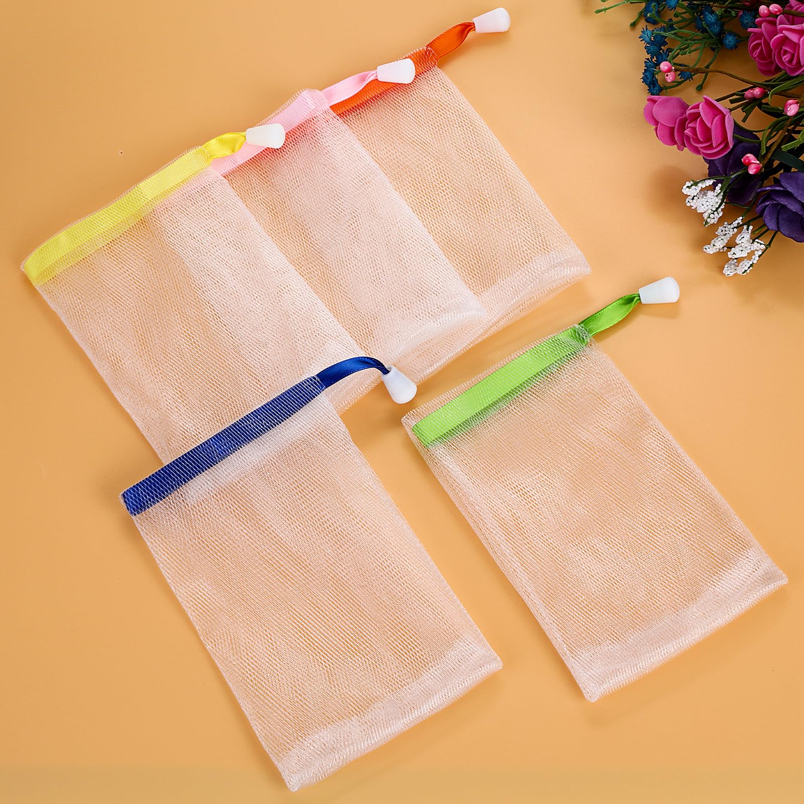 Sibba 20 pezzi in nylon per la pulizia del viso, rete di schiuma per bolle di sapone, sacchetti a rete con schiuma a bolle, per la pulizia del viso, accessori per la pulizia del viso (scelta casuale