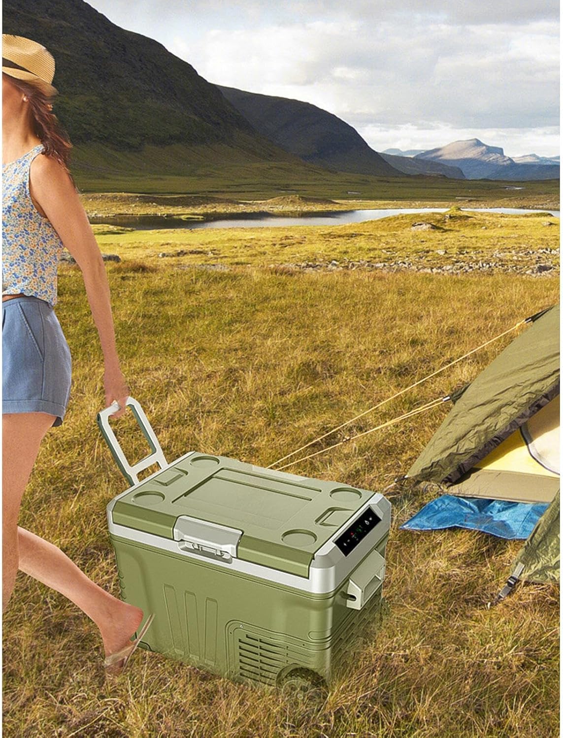 Mini Fridge, Compressor Car Refrigerator 12V/24V Refrigerated Outdoor Mobile Refrigerator Electric Coolers for Truck Van RV Camper SUV Travel Camping Road Trips,35L