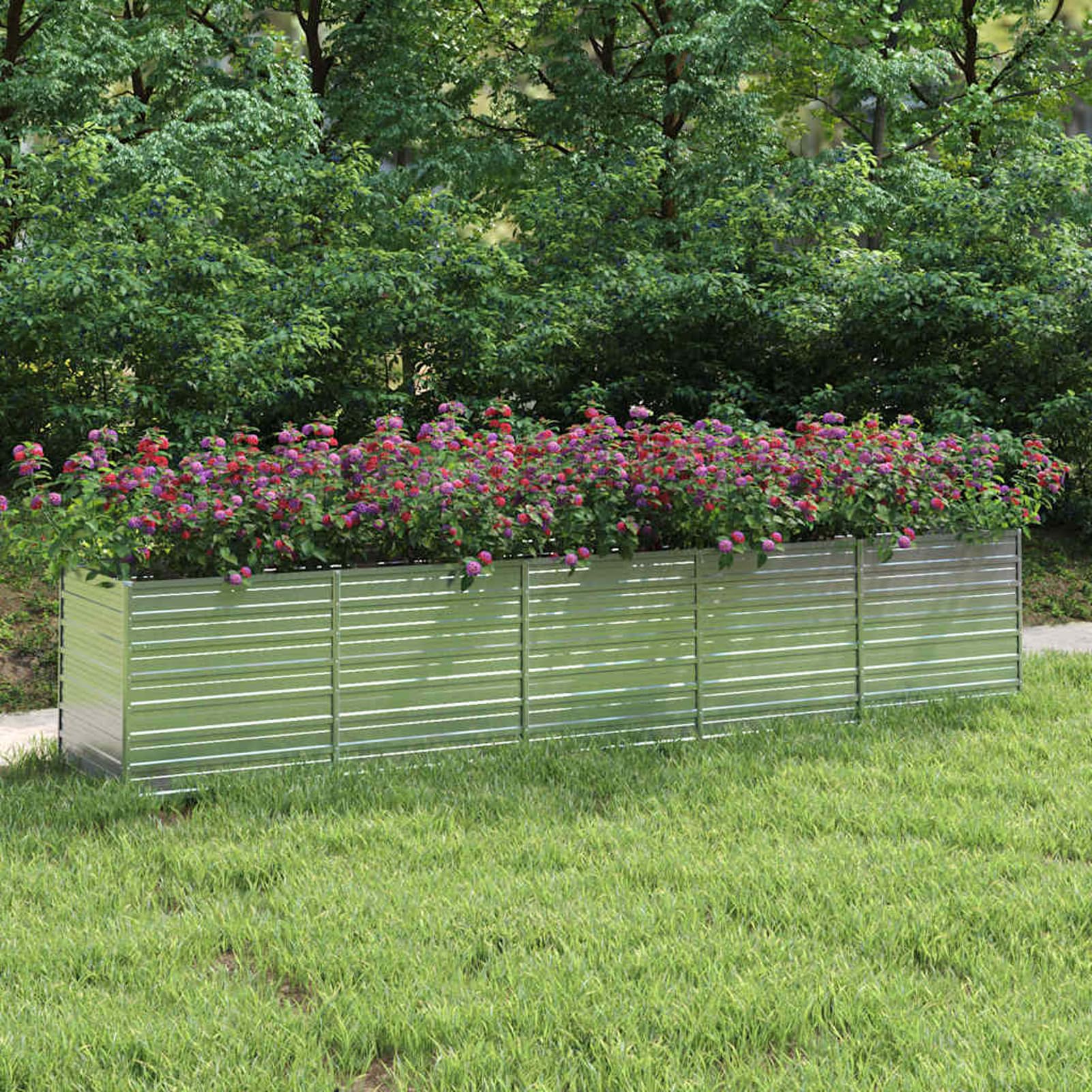 Tidyard Heavy Duty Galvanized Steel Raised Garden Bed Planter - Large Space for Plants, Vegetables, Herbs - Silver Color - Outdoor Use Model316900