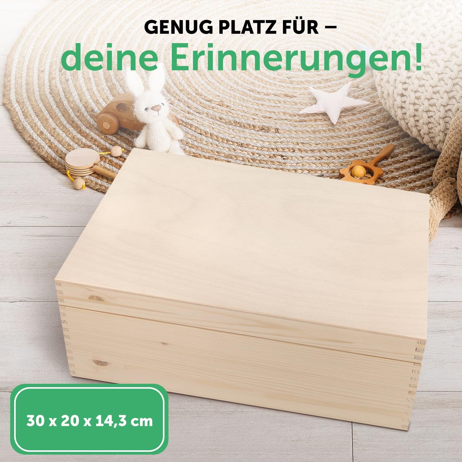 GRAVURZEILE Bedruckte Erinnerungskiste - Arche Tiere - Personalisiert mit Name & Datum - Erinnerungsbox für Mädchen & Jungen - Geschenk zur Kommunion, Konfirmation & Taufe - Erinnerungsbox