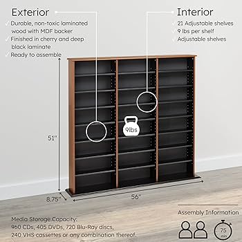 Amazon.com: Prepac 3 Column Tall Storage Cabinet, Cherry & Black