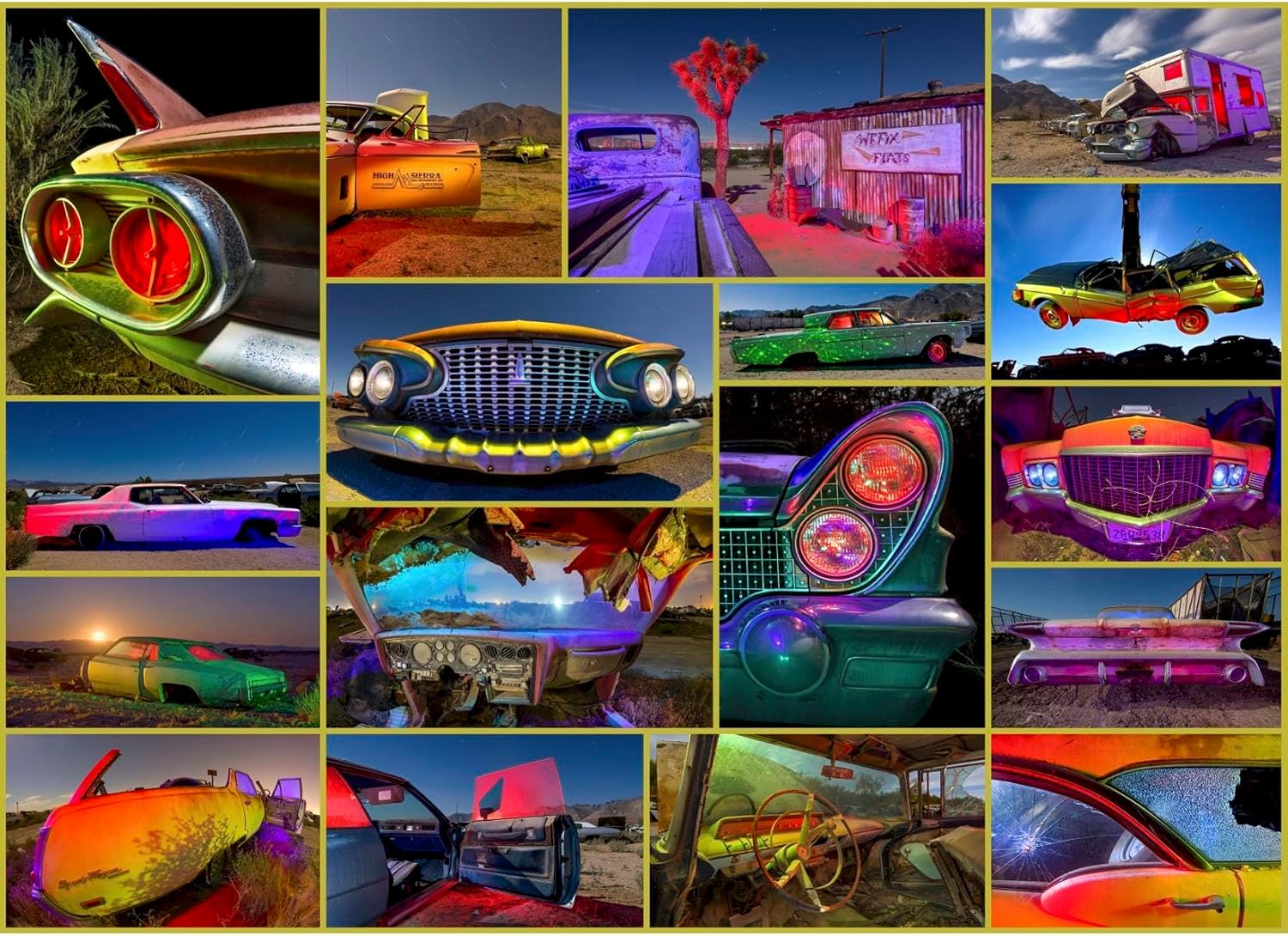 Junkyard Lights 1,000 Piece Jigsaw Puzzle, Light-Painted Night Images by Award-Winning Photographer Troy Paiva