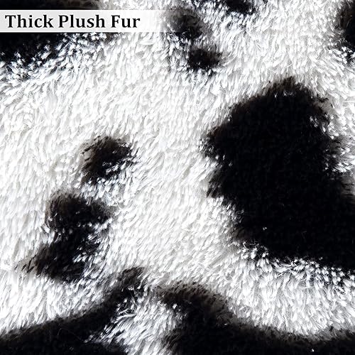 Miniatura 4 de COZYLOOM Shag Rug - Alfombra de felpa suave de 8 x 10 pies, color negro y blanco, moderna, teñida, para la habitación de las niñas, arco iris, pelo