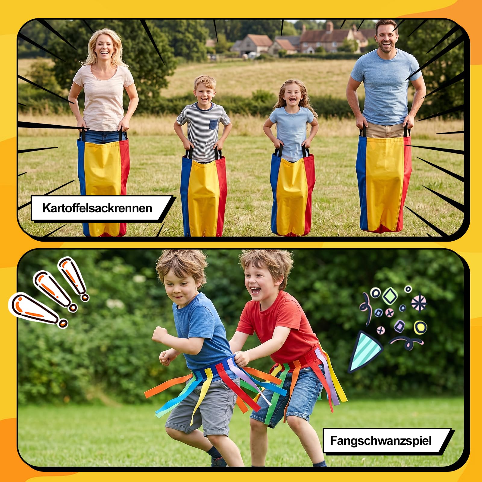 Outdoor Karnevals Spiele, Sackhüpfen Säcke, Eierlauf Spiel, Ringwurfspiel, Kartoffelsackbeutel, 3-beiniges Rennband, Light Up Pylonen Kinder Outdoor Spiele, und Feldtag, Familientag, Hof, Rasen