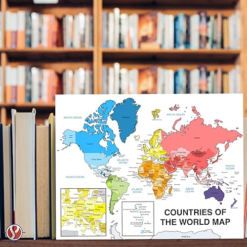 Miniatura 3 de Mapa educativo del mundo  Póster de pared de mapa geográfico global  Gran herramienta de aprendizaje para niños y adultos  Cartulina de 80 libras