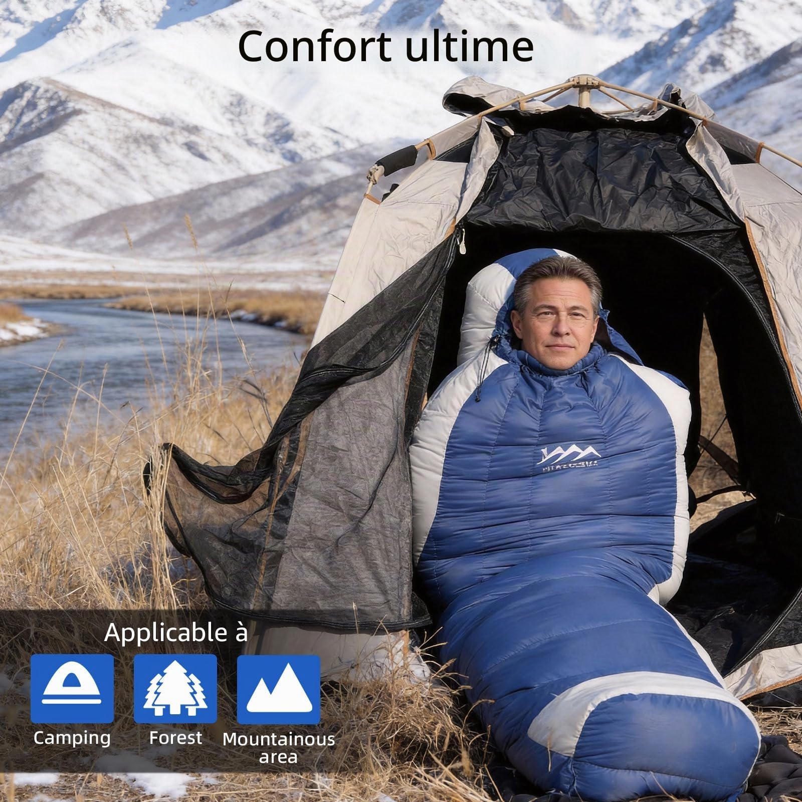 Sac de Couchage ultraléger en Duvet avec Oreiller pour Adulte, Femme, Homme, Enfant, garçons et Filles, randonnée, randonnée et Camping Outdoor