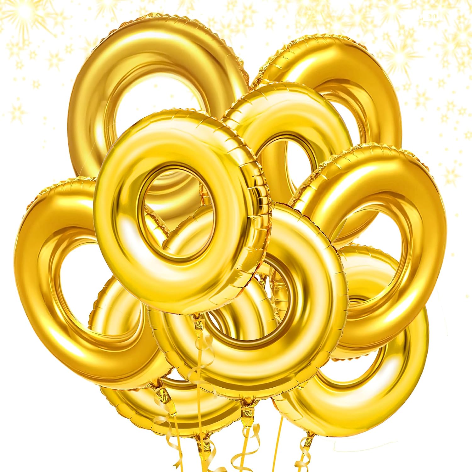 Gold Ring Foil Balloons, 16 Pack, 28 Inch
