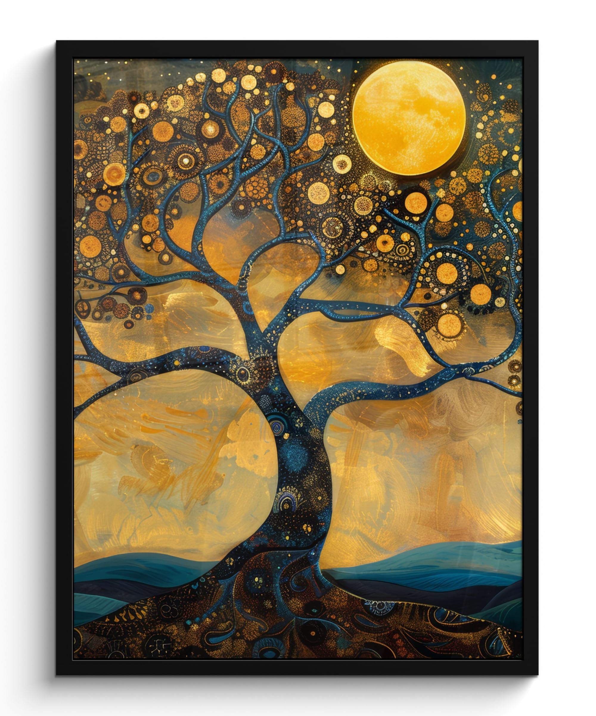MuchoWow© Cuadros Con Marco 60x80 cm Decoración Cuadro Para Decorativa Cocina Quadros Decoração Sala Room Decor Casa Habitación Árbol - Industrial - Abstracto - Amarillo