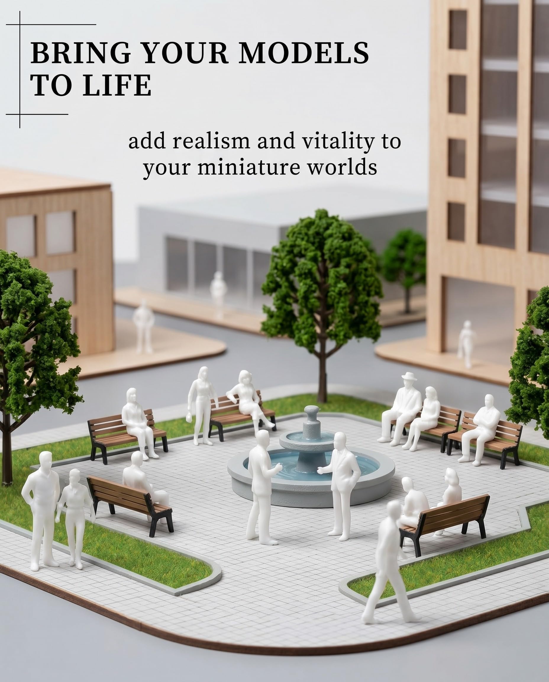 Modell Figuren 40 Stück 1:50 Weiß Unbemalt – Kleine Miniaturfiguren Menschen für Modellbau, Architektur, Diorama & Landschaft