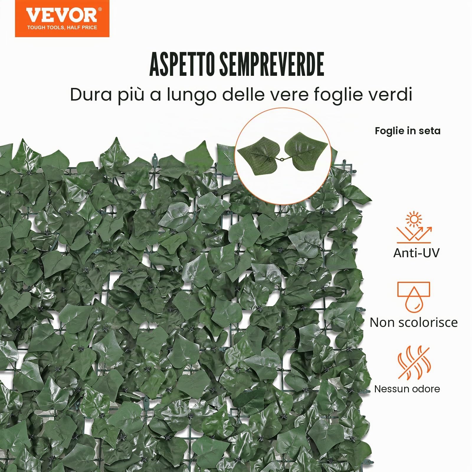 VEVOR Siepe Artificiale 150x249 cm Recinzione Privacy Edera Artificiale Recinzione Privacy Rete Giunto Rinforzato Decorativo Foglie Finte per Giardino, Cortile, Balcone, Terrazza