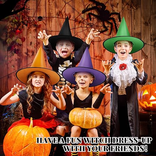Miniatura 4 de 12 piezas de sombrero de bruja de Halloween, accesorio para disfraz de bruja con decoración de sombreros de bruja con cuerda colgante de 49 pies