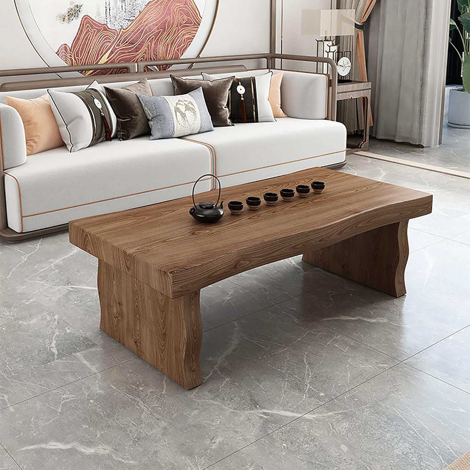 Farmhouse Indoor Solid Wood Living room Dining Bench, Asian Natural Wood Kitchen Entryway Bench, hallway bench for bedroom end of bed, Natural edge narrow bench, for Shoe bench, TV cabinet(120x35x45cm
