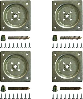 WEICHUAN Furniture Legs Mounting Hardware Sets - Include 5/16" -18 Coarse Attachment Plates, 5/16" -18 Coarse Hanger Bolts, Threaded Nuts, Screws Adapters 4 Sets, for Sofa Couch Chair Legs