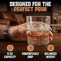 Vista 4 de Aged & Charred Vasos de whisky Old Fashioned (juego de 4) – 11 onzas Rocks Barware para licor de bourbon escocés y bebidas de cóctel – Caja
