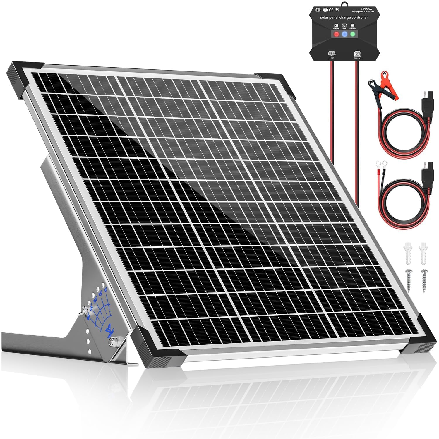 Voltset 50W Solar Panel Kit 12V Solar Battery Trickle Charger Maintainer