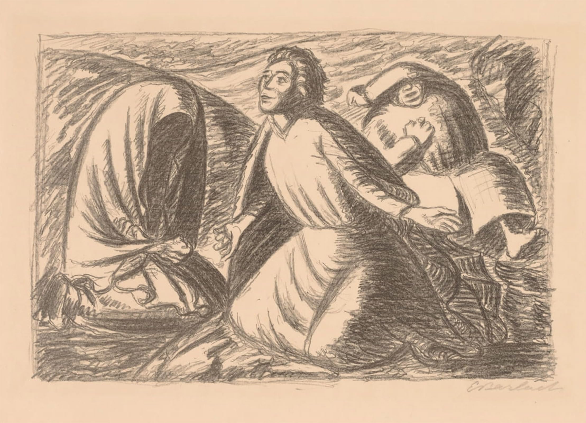 POSTERIIk Famous Modern Artwork Art Mural Hope and Despair Ii by Ernst Barlach Oil Paintings Pictures for Home Decor 60x90cm