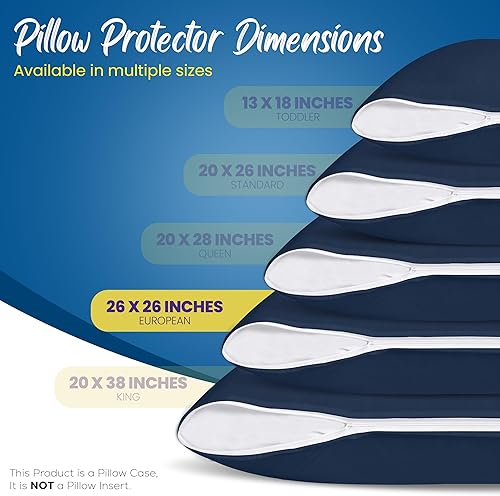 Miniatura 2 de Utopia Bedding - Protectores de almohada impermeables, con cremallera (sin rellenos de almohada), europeos (paquete de 4, azul marino), fundas