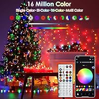 Vista 78 de Guirnalda de luces de Halloween extensible de 200 LED de color morado, extralarga de 82 pies, para interiores y exteriores, 8 modos de iluminación