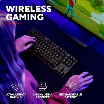 GXTrust Dothix Wireless Keyboard TKL QWERTY UK Layout, Black
