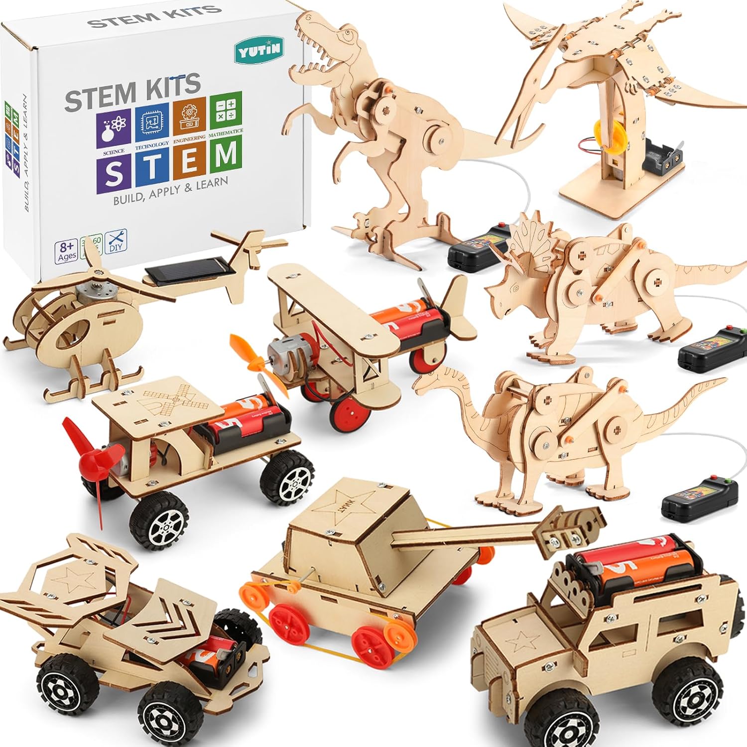 10 in 1 STEM Kit for Kids Ages 8-12, Wooden Model Kits for Boys to Bulid, Wood Projects Buliding Toys,3D Wood Puzzles Craft for Age 8 9 10 11 12