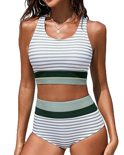 Women's High Waisted Bikini Sets Two Piece Swimsuit Color Block