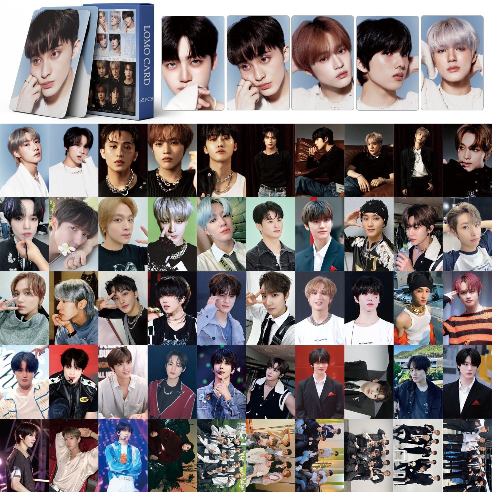 KWIBYBGS 55Pcs Nct Dream Photo Cards Season's Greetings New Album Cards Merch Lomo Cards Photocards Set for Fans