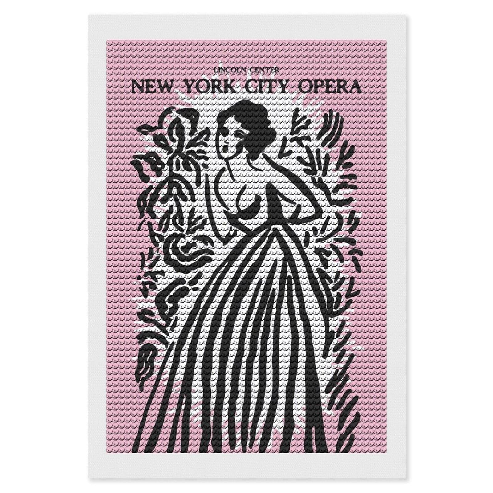 Junmoney New York City Opera Diamond Painting Canvas Set 8"x12", Boho Decor, for Craft Lovers, Easy Handmade Project, Holiday Gift Idea