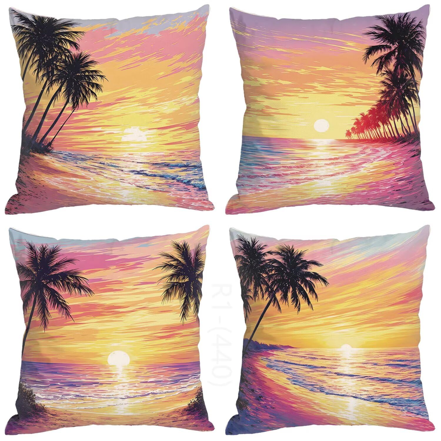 Cuscini Divano Tramonto Federe Cuscino Divano 55x55 Copricuscini Federe 4 Pack Rosa Cuscini Decorativi, con Cerniera Invisibile Fodere Cuscino per Giardino Soggiorno Camera Decorazioni Casa H2-440