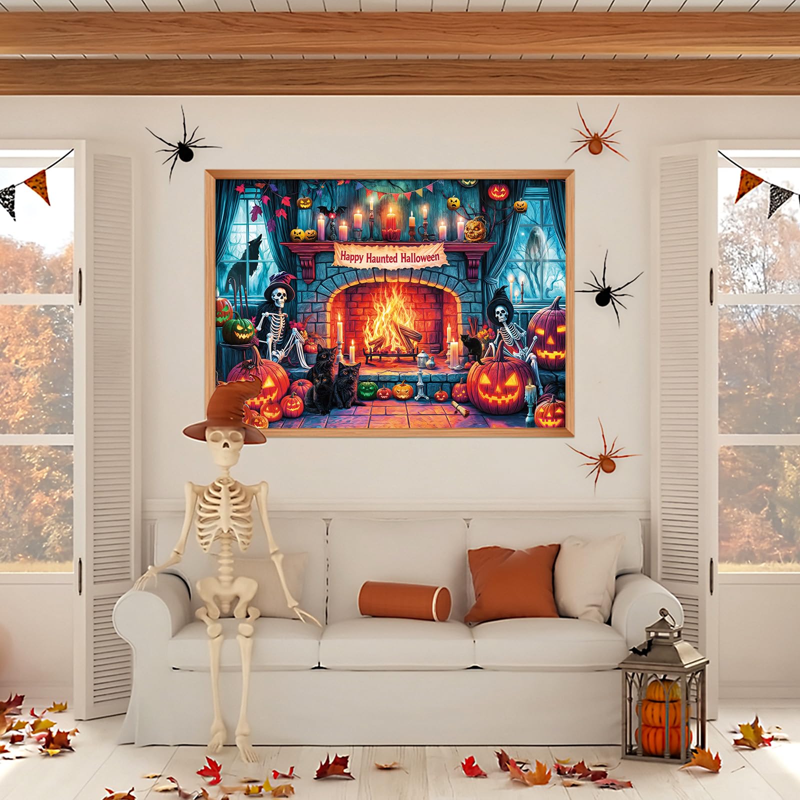 Halloween-Nacht-Puzzle mit 1000 Teilen, Retro-Horror-Kunst, 1000 Teile Puzzle für Kinder und Erwachsene, 1000-teiliges Spukhaus-Puzzle (70,1 x 50 cm)