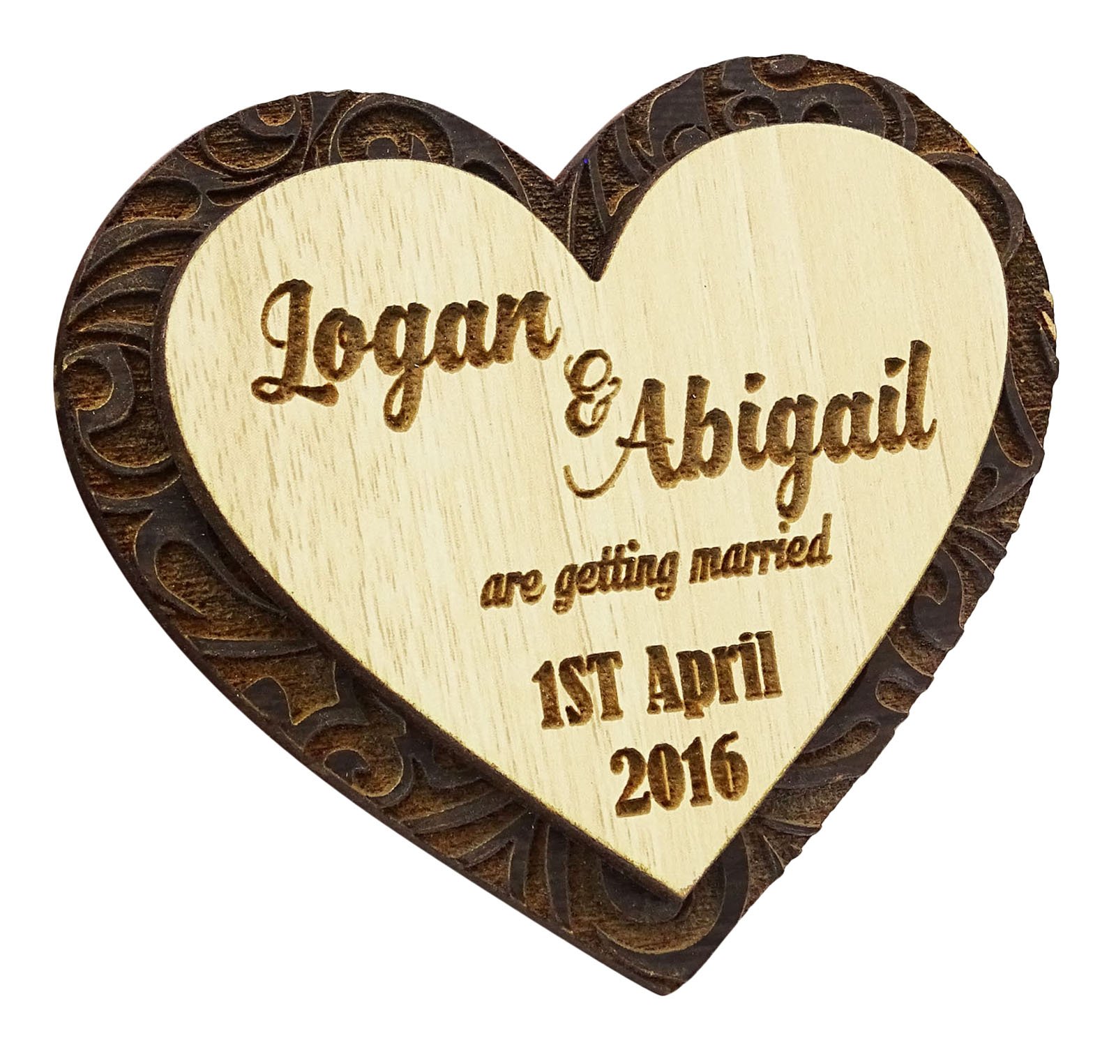 Cadeau personnalisé 20 mariage rustique aimant en bois gravé souvenir