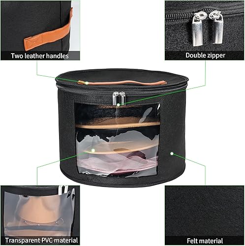 Miniatura 3 de Cajas para sombreros para mujer, caja de almacenamiento para sombreros, estuche de viaje, caja de almacenamiento plegable para sombreros con tapas,