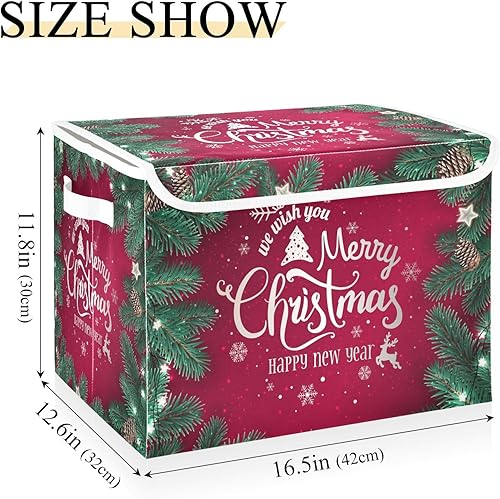 Miniatura 3 de senya Cestas de almacenamiento de Navidad plegables con tapas, cajas de almacenamiento de Feliz Navidad Feliz Año Nuevo, cestas de ropa para