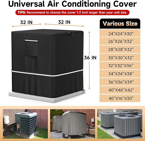 Vista 23 de LXKCKJ Air Conditioner Cover for Outside Units - 420D Heavy-Duty Waterproof Winter AC Cover, All-Weather Protection for HVAC Condenser Units, Fits