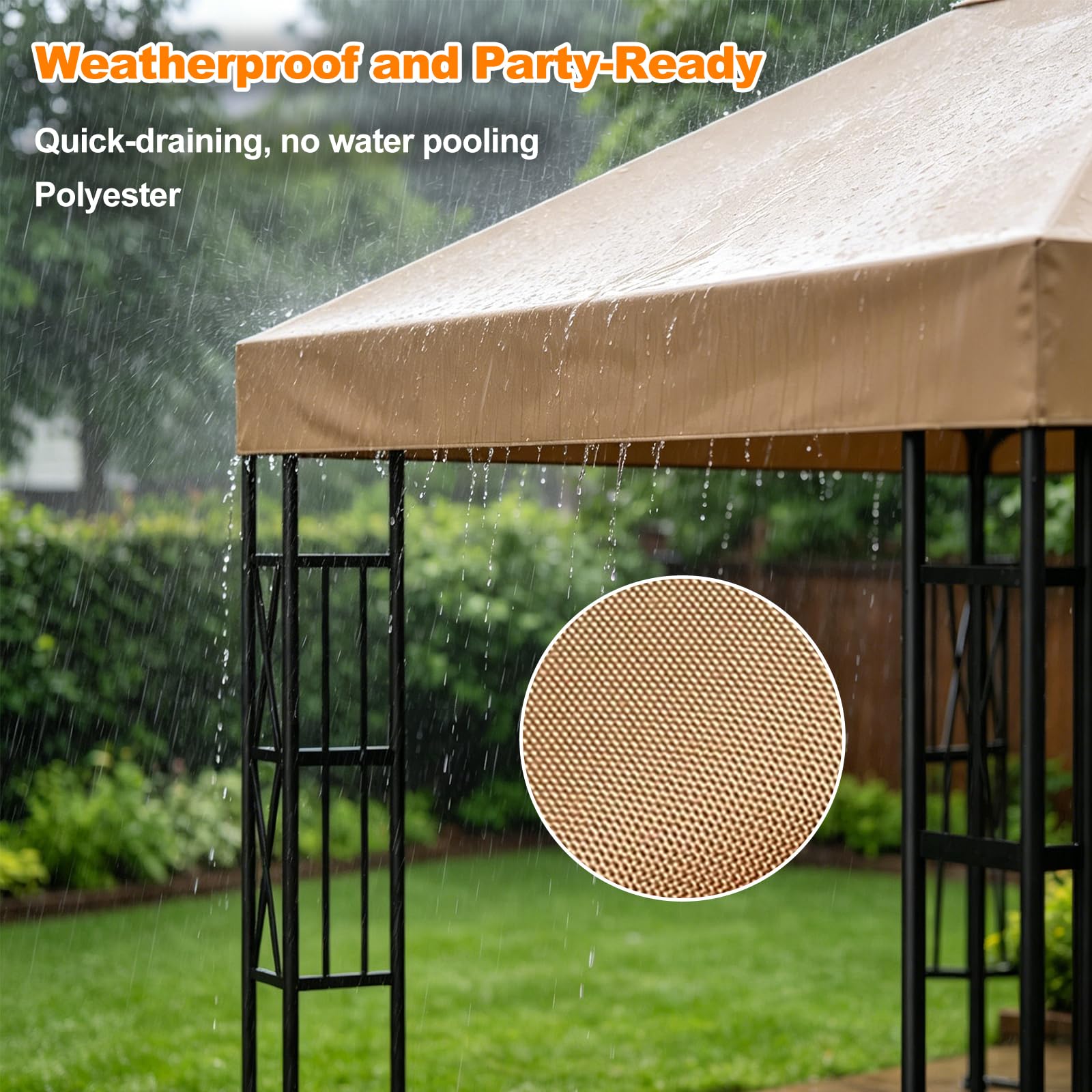Toldo Recambio 3x3 m Pergola - Toldo Cenador 3x3 Carpa Plegable de Jardín, Ventilación y Protección UV Techo Repuesto para Cenador Impermeable para Exteriores Jardín, Terrazas, Camping y Playa