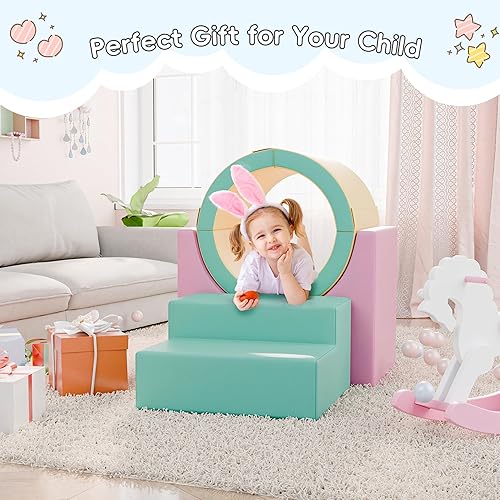 Miniatura 2 de TOLEAD Juego de actividades de espuma para escalar túneles y gatear para niños pequeños y niños, equipo de gimnasio seguro para gatear en