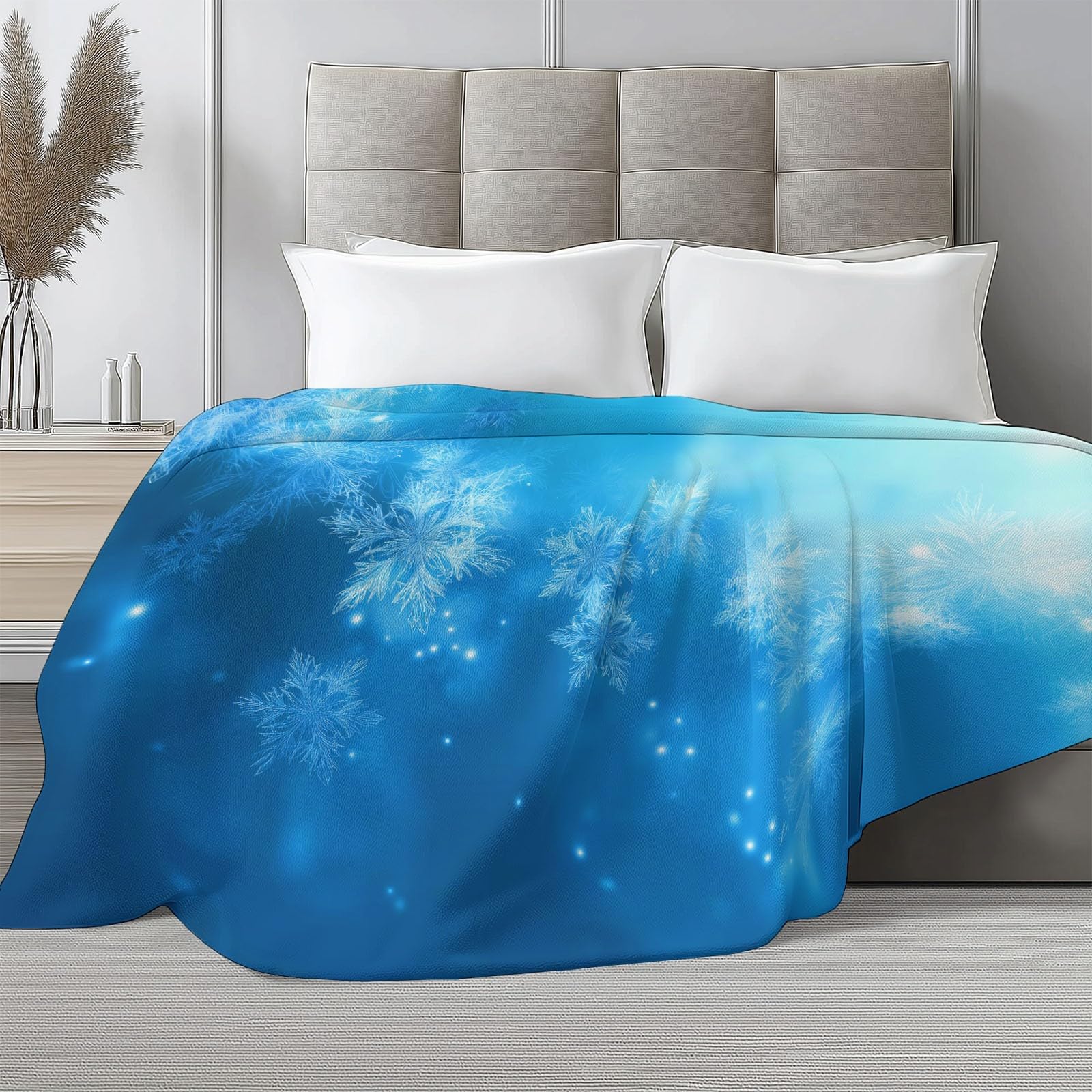 Generico Coperta Peluche Morbido Stile Sogno per Divano Sedia, Morbidi Coperte Plaid Flanella Inverno Lucido Fiocchi di Neve - Caldo Trapuntino Sherpa Peluche Morbido Copriletto Letto, 180 x 220 cm