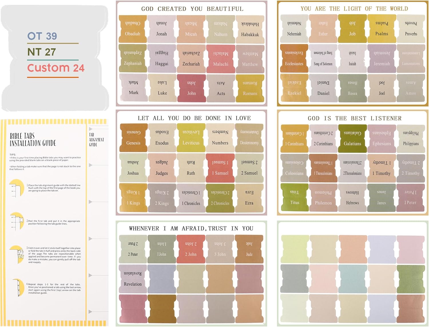 Chapter Dividers Index Tabs for Bible Study & Prayer, Unisex Boho Bible Gift Accessories (Girls, Boys, Men, Women)​90 Tags - Image 3